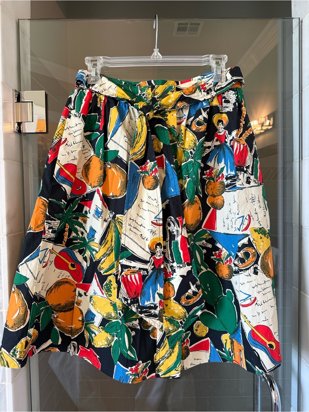 J. Crew Multicolor Tropical Postcard Print Circle Skirt 4P